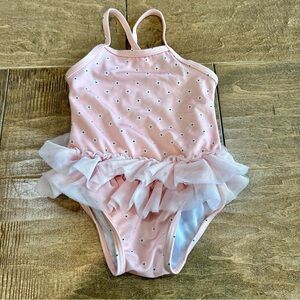 Gymboree Infant Girls First Play Date Tutu One Piece Swimsuit Pink Size 6-12 M